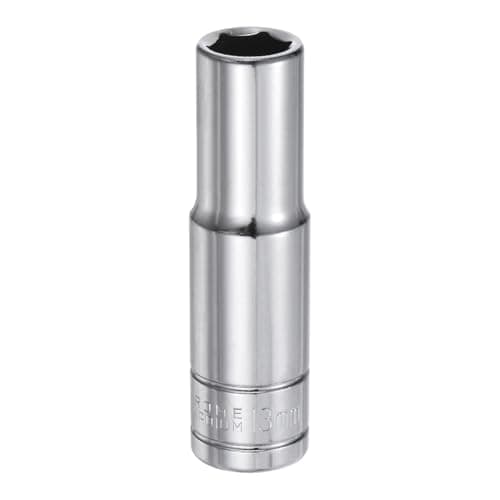 Image of sourcing map 6-Point Socket 1/2" Drive 13mm Metric 3.1" Length 45# Steel Deep Sockets Full Polishing Chrome Sockets for Car Repair Mechanical Maintenance Home Use