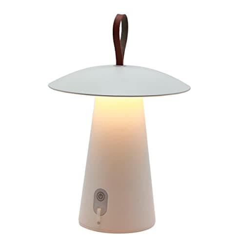 Image of Lumisky FUNGY Warm White LED Leather Handle Cordless Table Lamp Aluminium H29cm