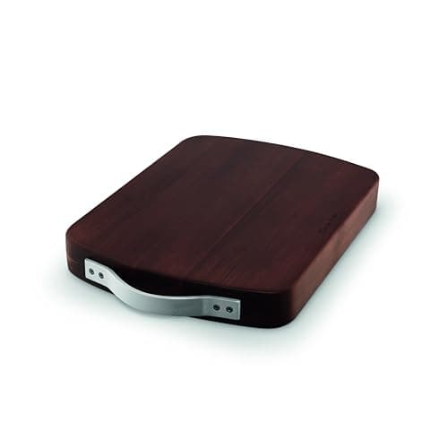 Image of Sur La Table Large Rectangular Butchers Block, Acacia Wood, Brushed Nickel Handles, Walnut Colour