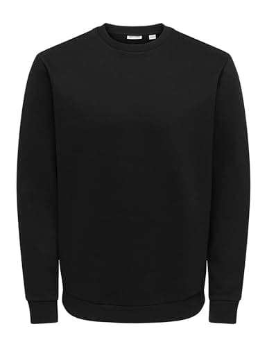 Image of ONLY & SONS Mens Onsceres Life Crew Neck Noos Sweatshirt, Black, L UK