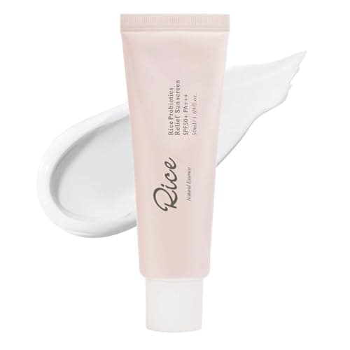 Image of Rice SPF Face Moisturiser - Spf 50 Face Moisturiser - Korean Skincare Daily Hydrating Factor 50 Sun Cream for Dry Sensitive Skin - Lightweight & Non-Greasy Skin Korean Sunscreen 50ml