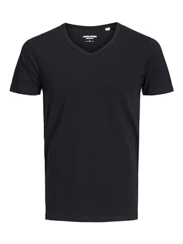 Image of Jack and Jones Basic V-Neck Short Sleeve Men's T-Shirt Black Large
