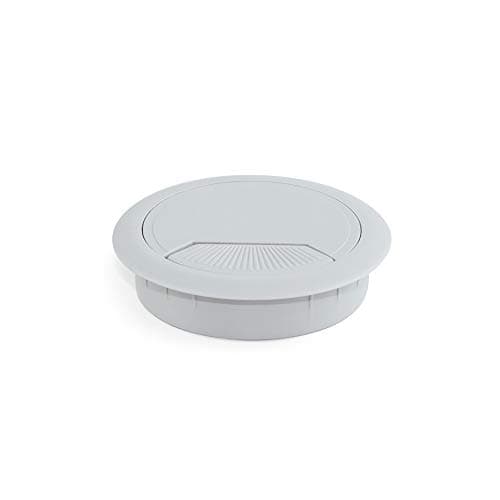 Image of Emuca - Ø80mm round grommet from grey plastic, desk cable grommet to build in table/desk/worktop, Set of 4