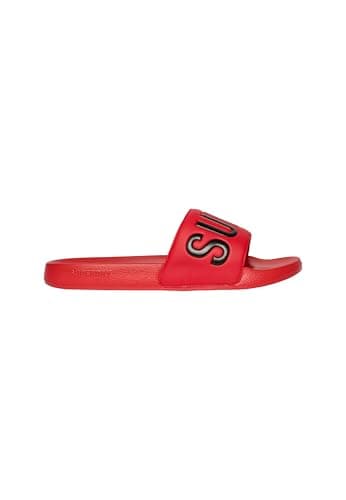 Image of Superdry Women's Core Graphic Pool Slide Sandal, Red, 7 UK, Red, 7 UK