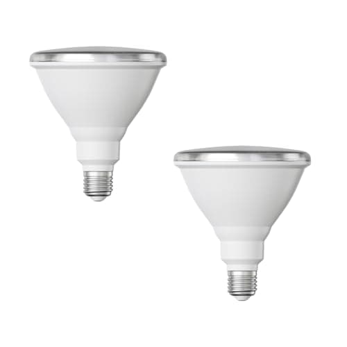 Image of ledscom.de 2 x E27 LED Bulb, PAR38 Short Neck, Warm White (2700 K), 15.7 W, 1152lm, 42°, Reflector Mirror (Silver)