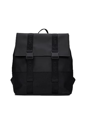 Image of RAINS Trail MSN Bag for Men and Women - Waterpoof Backpack with Laptop Pocket fitting 16” device, Black, Rucksack Backpacks