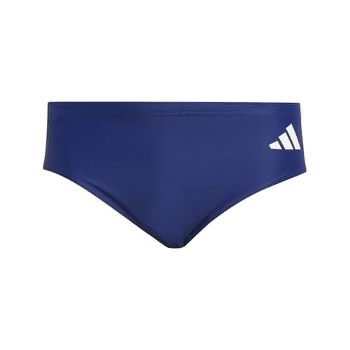 Image of adidas Men's 3 Stripes Swim Trunks, Dark Blue/White, 36