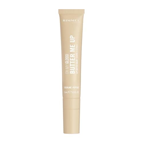 Image of Rimmel Oh My Gloss! Butter Me Up, 000 Vanilla Frost, Moisturising Lip Butter Balm, Glossy and Sheer Tint, Ultra-Hydrating, Enriched with Squalene and Peptides, Lip-Hugging Applicator, Vegan, 15ml