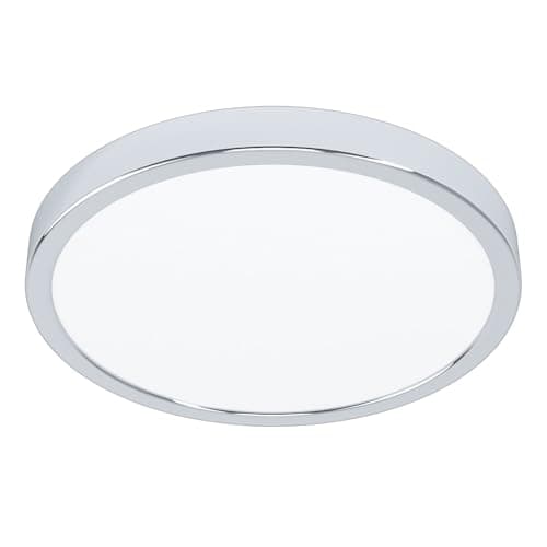 Image of Eglo LED Flush Ceiling Light Fueva 5, Ø 11 in, Round Bathroom Lighting Made of Chrome Coloured Metal and Plastic, Warm White lamp, IP44