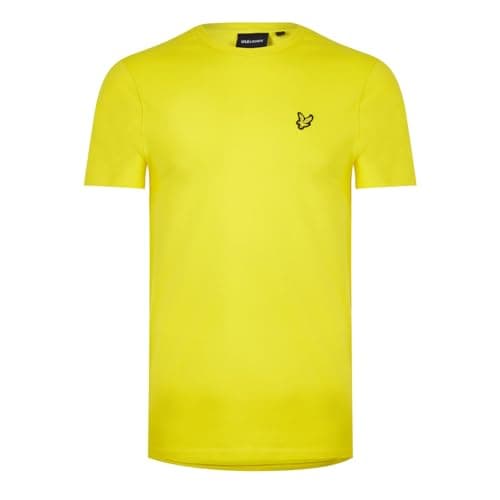 Image of Lyle & Scott Mens Logo T-Shirt Crew Short Sleeve Tee Top Yellow Scorch S