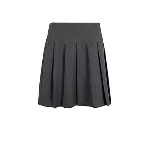 Image of RASH ACCESSORIES School Girls Ladies Women All Round Pleated Zip Drop Waist Skirt Available Women UK Size 10 to 20 (Size-12, Grey)