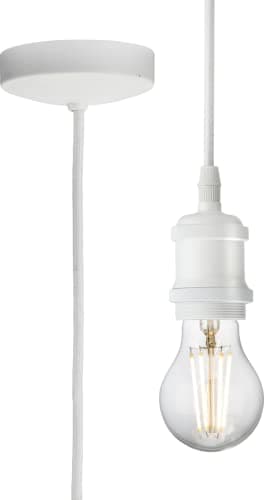 Image of Knightsbridge 1.8m E27 Vintage Pendant Set - Matt White 8271L