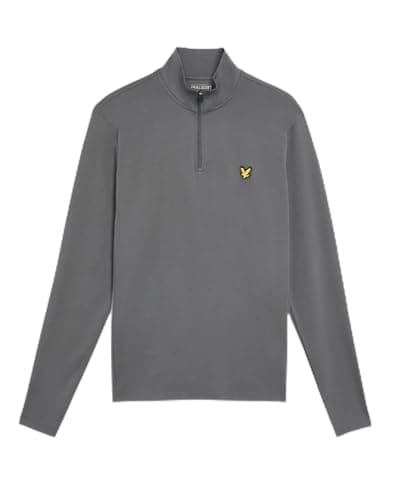 Image of Lyle & Scott Golf Embroidered Golf Course Mid Layer for Men – Lightweight Quarter Zip Pullover, Breathable Stretch Golf Top for On-Course Performance