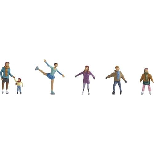 Image of NOCH Ice Skating, Detailed Winter Figures H0, Plastic Hand-Coloured for Model Railways