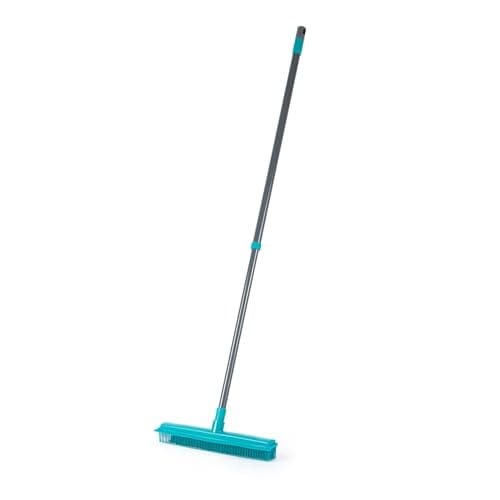 Image of Beldray Antibac Pet Plus Rubber Head Broom – Floor Carpet Cleaning Brush With Squeegee Wiper & Rubber Bristles, Remove Dog and Cat Hair, Telescopic Long Extendable Handle up to 1.2 M