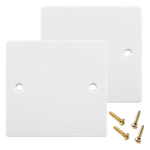 Image of 2 Pack Single Blanking Socket Plate – White PVC Wall Hole Cover Plate for Home Electrical Outlets | Ideal for Renovation & DIY Users(86mm x 86mm)