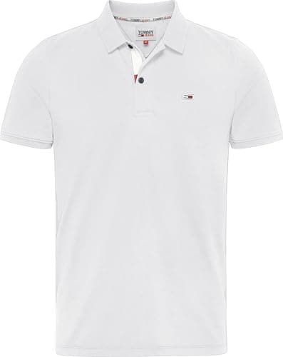 Image of Tommy Jeans Men's Tjm Slim Placket Polo Dm0dm15370 S/S Polos, White, XL