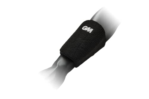 Image of Gunn & Moore GM Cricket | Protective Wrist Guard | Hard Outer Shell with High-Density Shock-Absorbing Foam | Pre-Curved Shape for Comfort | Soft Touch Towelling Sweatband | Black | Adult Ambidextrous