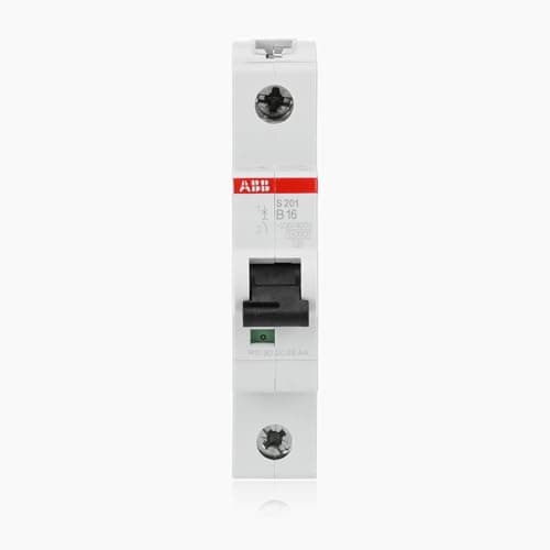 Image of ABB S201-B16 Miniature Circuit Breaker, 1 Pole, Type B, 6/10kA Breaking Capacity, 16 Amp Current (2CDS251001R1165)