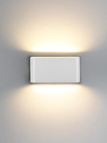 Image of Kerry LED Wall Light, 12W 3000K Up and Down Indoor Outdoor Wall Sconce, IP44 Modern White Aluminum Outside Lighting Mains Powered, Wall Mounted Lamp for Living Room Bedroom Hallway Staircase Bathroom