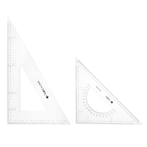 Image of sourcing map 2piece Triangle Ruler Square Set 36cm 30/60 and 45/90 Degrees Measuring Tools for Classrooms Home Office, Transparent