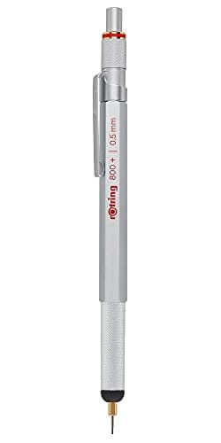 Image of rOtring 800+ Mechanical Pencil and Touchscreen Stylus, 0.5 mm, Silver Barrel (1900183)