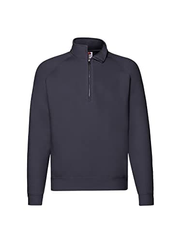 Image of Fruit of the Loom Men's Premium Zip Neck Sweat Sweater, Deep Navy, XL