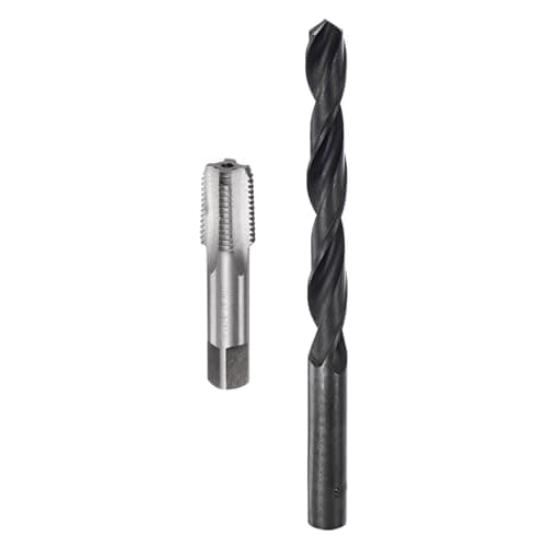 Image of sourcing map Tap and Drill Bit Set, 1/4-18 NPT Thread Tap & 7/16" Black Oxide Twist Drill Bit, Straight Flute Tap Tapping Threading Repair Tool Kit