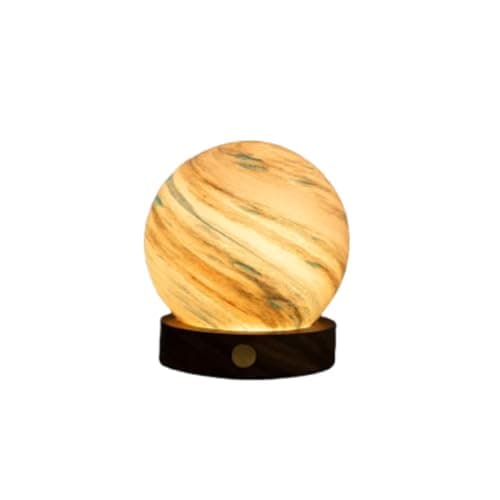 Image of Gingko Design AstraGlass Mini Lamp – Polar Cloud | Hand-Blown Glass | RGB & Warm LED | Touch Control | Rechargeable | Walnut Base | 15-Hour Battery