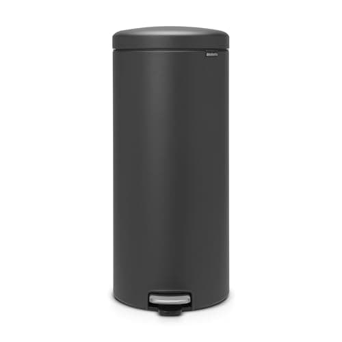 Image of Brabantia NewIcon Pedal Bin 30 L | Soft Close Waste Bin with Odour-Proof Lid and Plastic Inner Bucket | Compact, Non-Slip Trash Can for Kitchen, Office, Bathroom or Bedroom | Mineral Infinite Grey