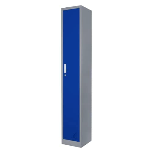 Image of The Workplace Depot 1 Door Heavy Duty Metal Locker – Reinforced Steel, Grey-Blue, 1800mm Tall, Lockable Storage with Ventilation & Hat Shelf – Ideal for Offices, Warehouses & Staff Rooms(1 Door, Blue)