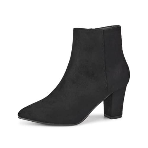 Image of Remxi Women's Ankle Boots Chunky High Heel Chelsea Boots Casual Smart Party Ladies Shoes SuedeBlack UK 9