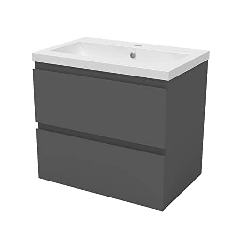 Image of Skybathroom 600mm Bathroom Vanity Units with Basin Sink Soft-close Drawers Wall Hung Grey