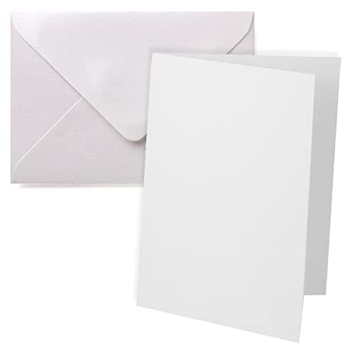 Image of Pack of 50 A5 Cards and Envelopes for Card Making White 350 GSM Blank Cards and Envelopes for Card Making Gift Greeting Cards Invitation Papa Prints®