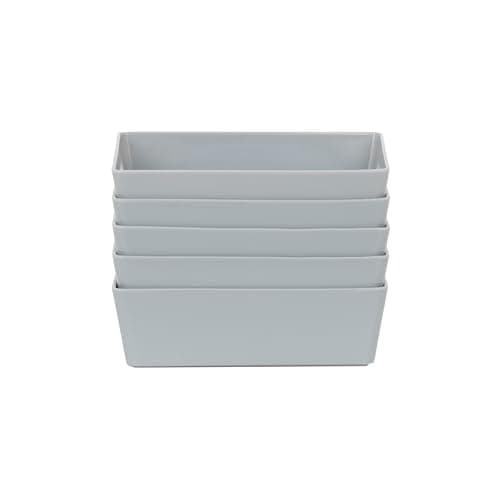 Image of Wham 5x Plastic Studio Basket 3.01 Rectangular Home & Office Storage Basket, 16.5 x 12 x 5cm, 770ml (Cool Grey)