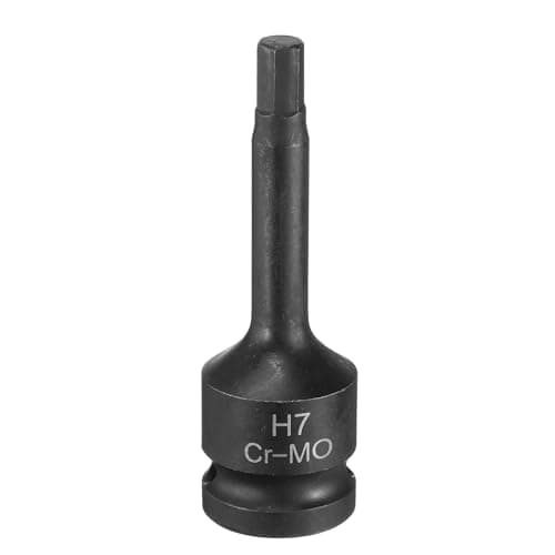 Image of Sourcing Map 7mm H7 1/2" CR-MO Steel Hex Socket - Phosphate Black Impact Drive Bit for Auto Mechanics Work Repair and Maintain