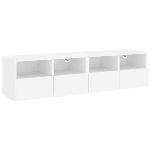 Image of vidaXL Wall-Mounted TV Cabinets in White - Engineered Wood TV Units with Shelves and Compartments - Practical and Modern Storage Solution for Living Room