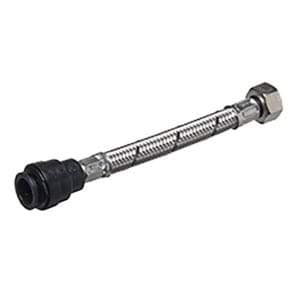 Image of Flexible Tap Hose Connector Pack of 2 - Compression or Push Fit or Push Fit with isolating Valve 300mm Long (15mm Pushfit x 1/2"F x 300mm Long)