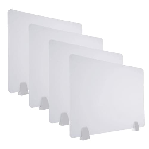 Image of PATIKIL 40x60cm Desk Divider, 4 Sets Desk Privacy Panel Acrylic Office Partition Boards Table Testing Dividers Portable Panel Sneeze Guard Protective Shield for Office Kitchen Sink, White