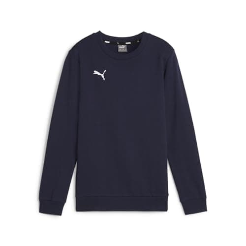 Image of PUMA Boys Teamgoal Casuals Crew Neck Knitted Sweater, Puma Navy-puma White, 164 EU