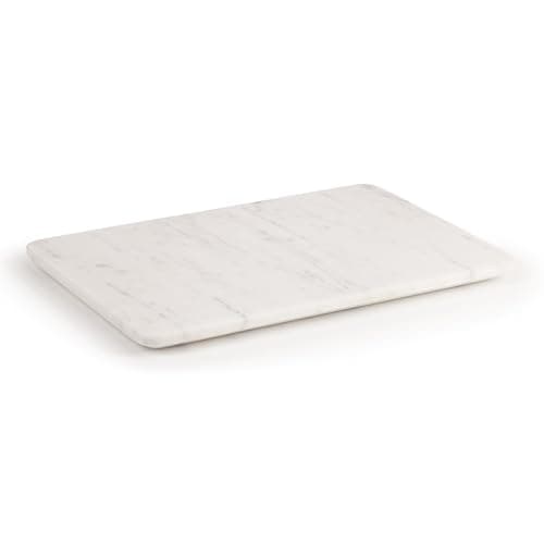 Image of EHC Natural Marble 3 in 1 Chopping Board, Serving Tray Or Decorative Tray with Anti-Slip Pads, Multi-Purpose Kitchen & Serving Boards, Medium, White, 30 x 20 x 1.5 cm