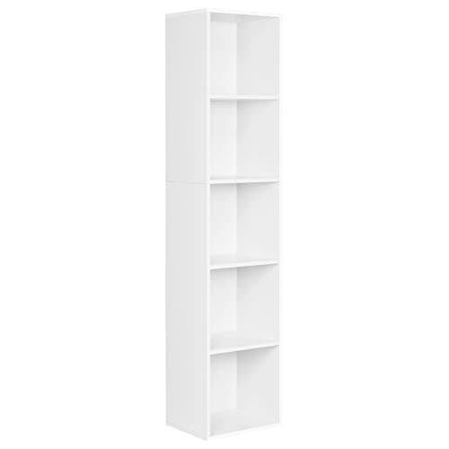 Image of WOLTU Bookcase, White Book Shelf 5 Storage Cubes Unit, Tall Freestanding Bookcases for Living Room,Bedroom