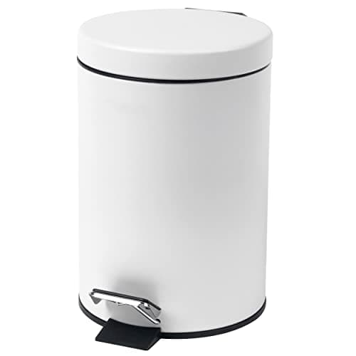 Image of Beldray 3L Round Pedal Bin – Small Stainless Steel Waste Bin with Soft Close Lid, Removable Inner Bucket and Carry Handle, Ideal for Bathroom, Kitchen or Bedroom, White
