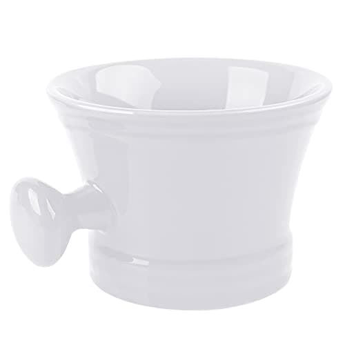 Image of Linkidea Large Ceramic Shaving Mug with Handle, Deep Lather Bowl for Men Wet Shaving, Heavy Duty Shave Soap Cup for Brush Lathering (White)