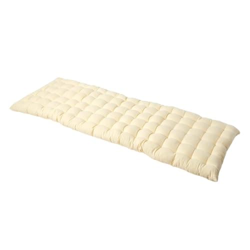 Image of HOMESCAPES Cream Garden Bench Cushion 3 Seater Seat Pad for Patio Furniture Kitchen or Dining Bench Indoor & Outdoor Use Comfortable 100% Cotton Modern Tufted Style Thick Cushion 143cm Wide