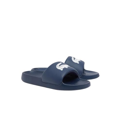 Image of Lacoste Men's Serve Slide 1.0 Sandal, Navy Blue & White Crocodile, 38