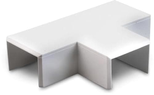 Image of 16mm x 40mm PVC White Electrical Cable Cover Mini Trunking Conduit Wire Tidy Self Adhesive + Bends (1 x 16mm x 40mm Tee Piece Only)