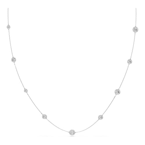 Image of Swarovski Una Angelic Strandage Necklace, Double-Sided Motifs with Clear Round-Cut Crystals in a Rhodium-Finished Setting, Part of the Una Angelic Collection