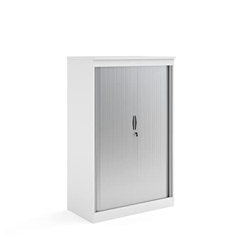 Image of Mr Office Systems horizontal tambour door cupboard - 1600mm high, White