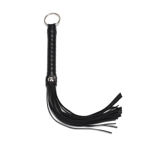Image of Tabanzhe 1psc 30cm Black Whip Props -Novelty Leather Pole Whip Durable Horse Riding Crop for Equestrian Performances Horse Training Stage Acts and Cosplay